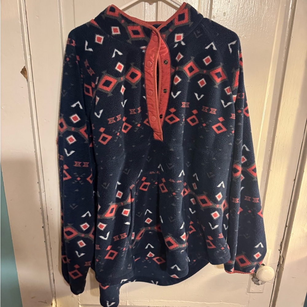 Navy and Red Geometric Women's Top